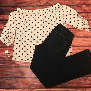 Polka dot off the shoulder top